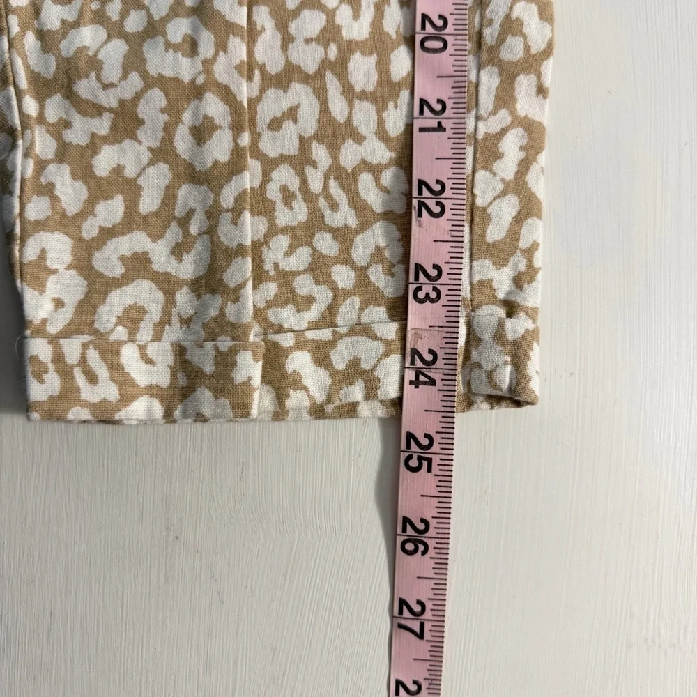 J. Crew Linen-Cotton Leopard Drawstring Pants Size 6 -  41134